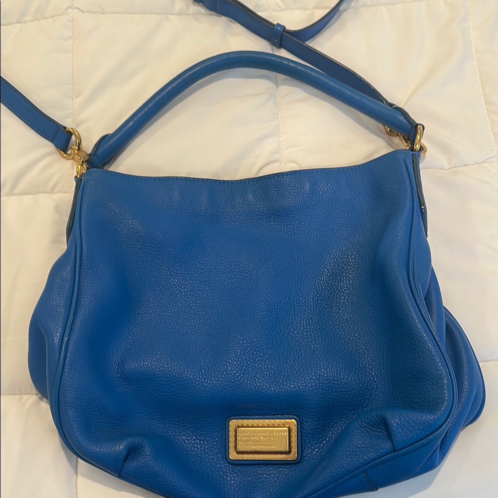 Marc Jacobs Blue Shoulder Bag with Gold Accents
